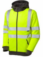 High Visibility Leo Saunton Premium Yellow/Grey Full Zip Hooded Sweatshirt